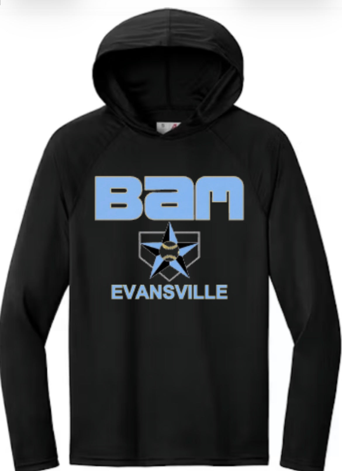 BAM Evansville Full Logo Zone Performance Hooded Long Sleeve Tee