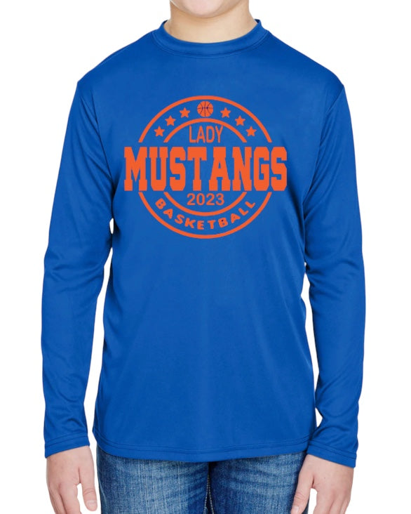 **PLAYER WARMUP SHIRT** Lady Mustangs 🏀 Long Sleeve Performance Tee