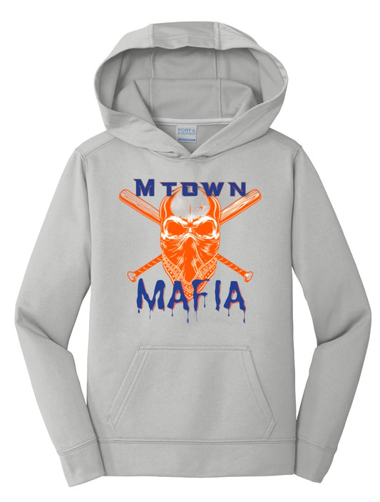 MTOWN MAFIA LOGO Gray Youth Performance Fleece Hooded Sweatshirt