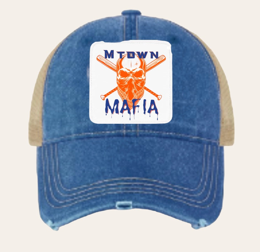 MTOWN MAFIA Distressed Trucker Hat With Patch