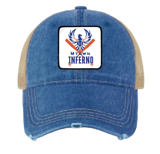 MTOWN INFERNO Distressed Trucker Hat With Patch