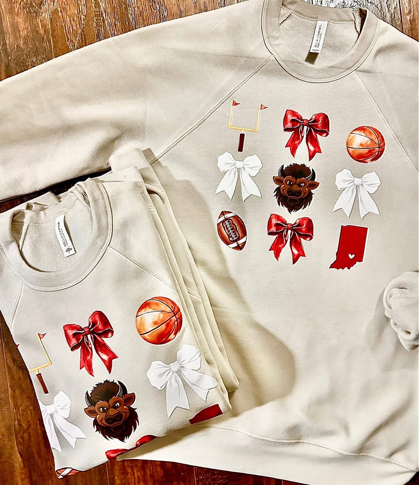 Indiana Hoosiers Coquette Ultra Soft Bella Canvas Crewneck Sweatshirt-Heather Dust