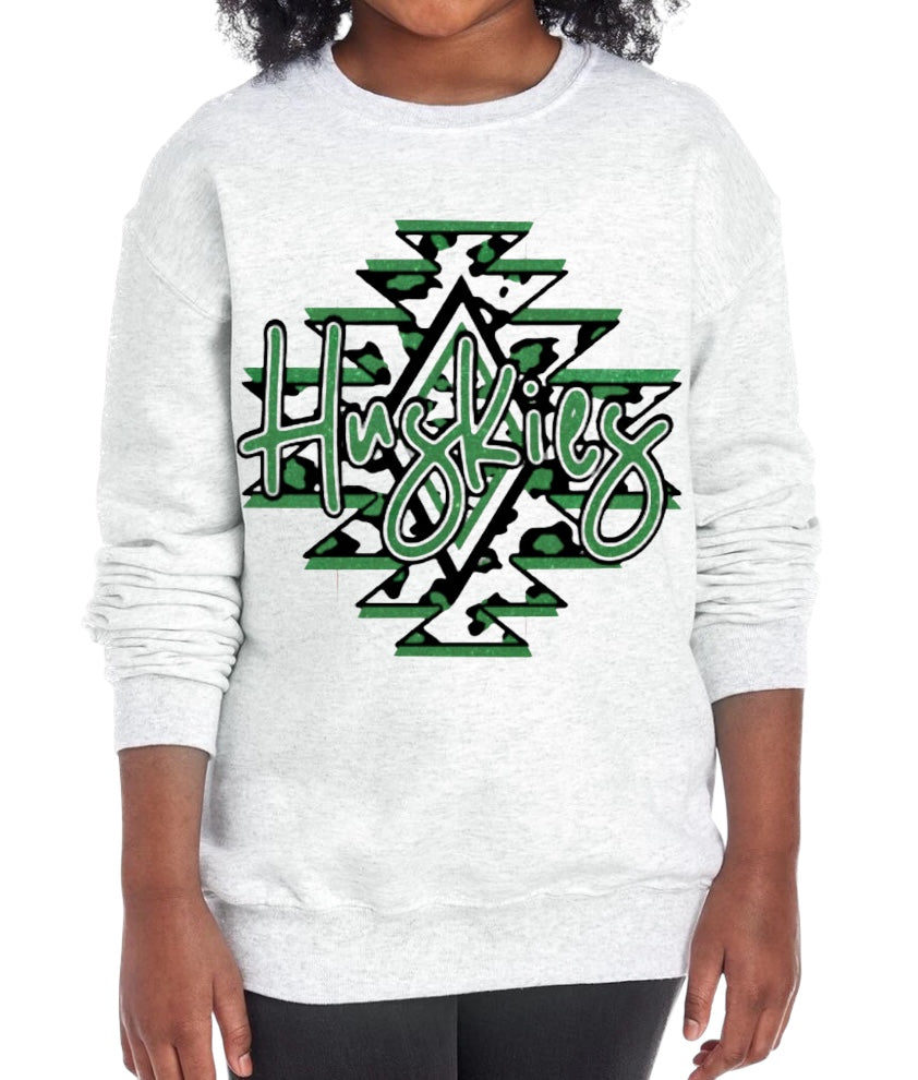 HUSKIES Aztec Crewneck Sweatshirt-YOUTH