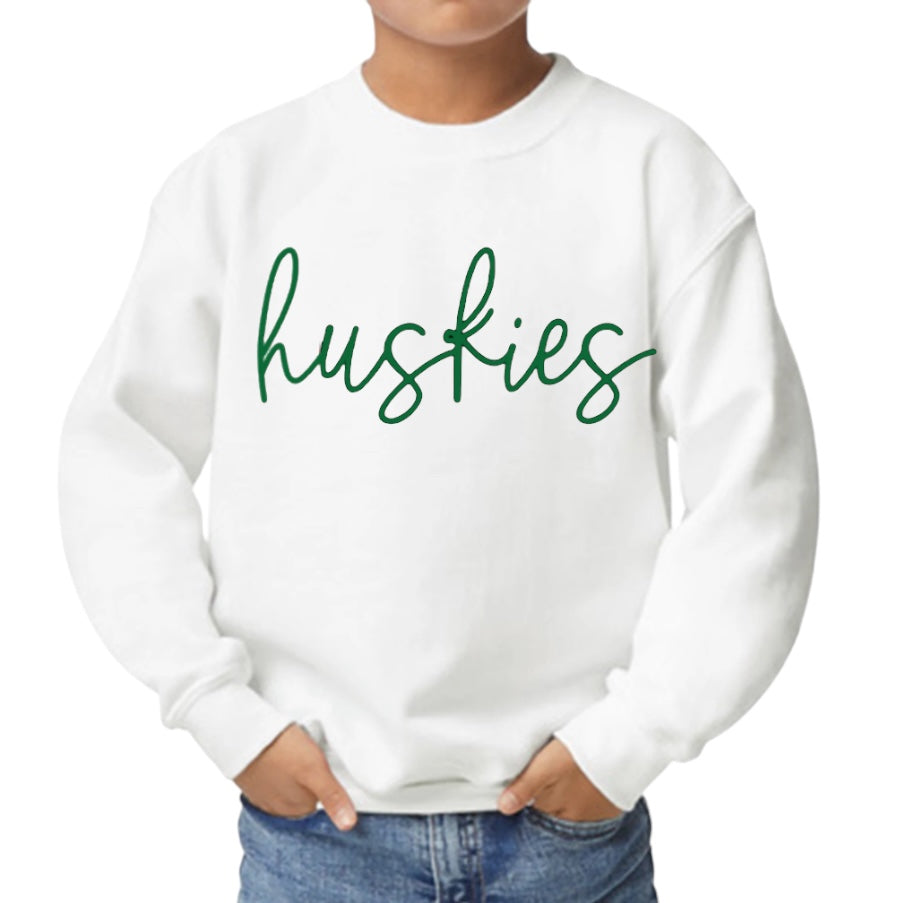 HUSKIES Script Crewneck Sweatshirt-YOUTH