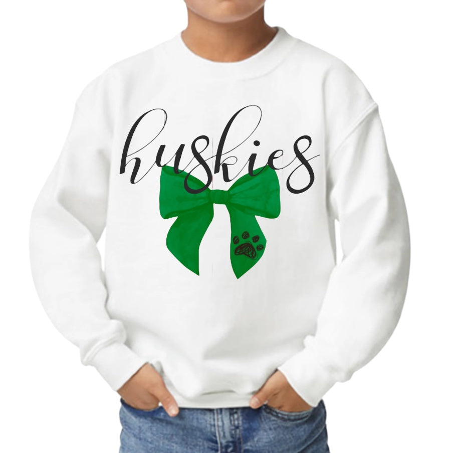 HUSKY Bow Crewneck Sweatshirt-YOUTH