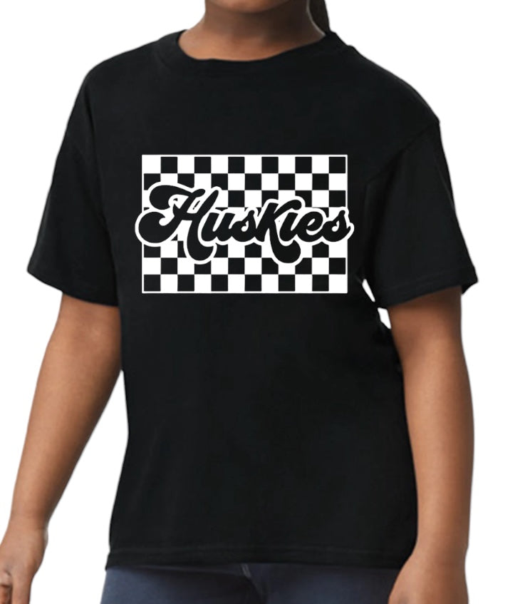 HUSKIES Checkered Softstyle Tee-YOUTH