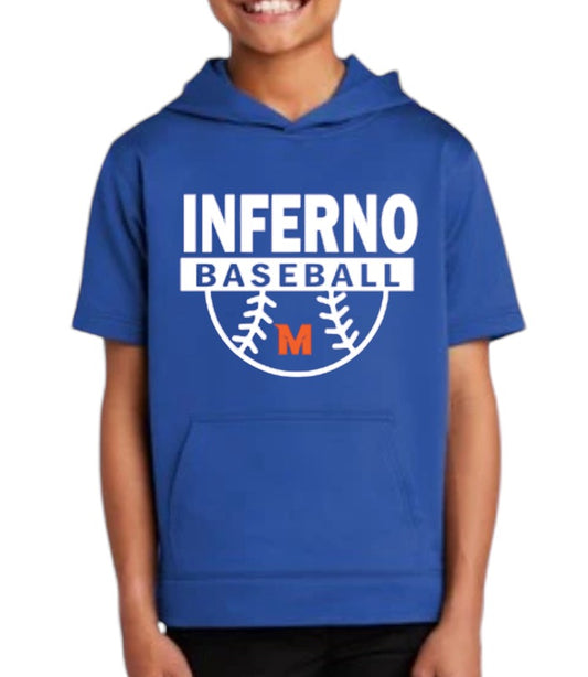 INFERNO HOMERUN Youth Sport-Wick Fleece Short Sleeve Hooded Pullover