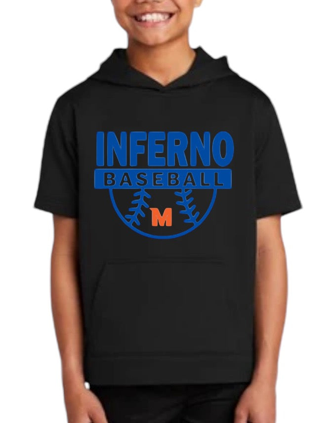 INFERNO HOMERUN Youth Sport-Wick Fleece Short Sleeve Hooded Pullover