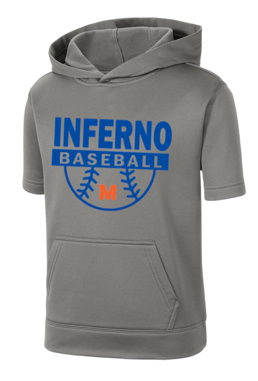 INFERNO HOMERUN Youth Sport-Wick Fleece Short Sleeve Hooded Pullover