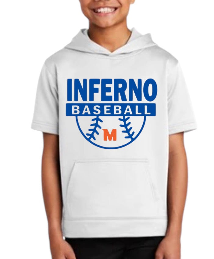 INFERNO HOMERUN Youth Sport-Wick Fleece Short Sleeve Hooded Pullover