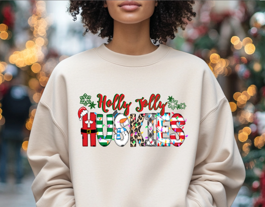 Holly Jolly Huskies Crewneck Sweatshirt