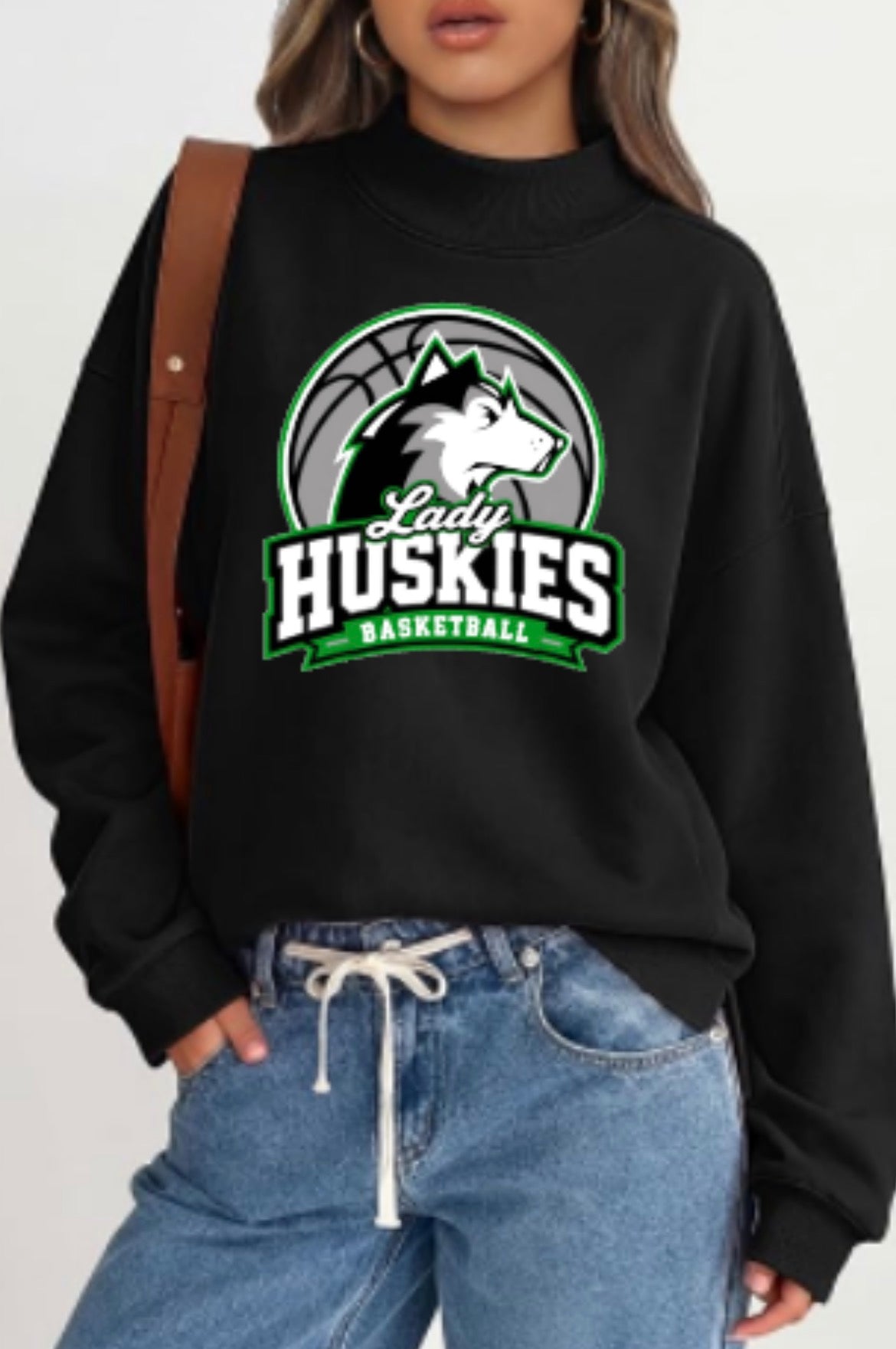 Lady Huskies Basketball Women’s Oversized Mockneck Sweatshirt