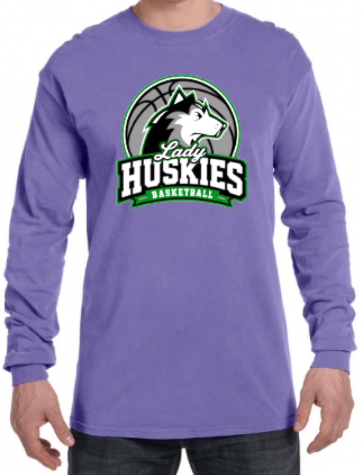 Lady Huskies Basketball Comfort Colors Unisex Heavyweight Long-Sleeve T-Shirt