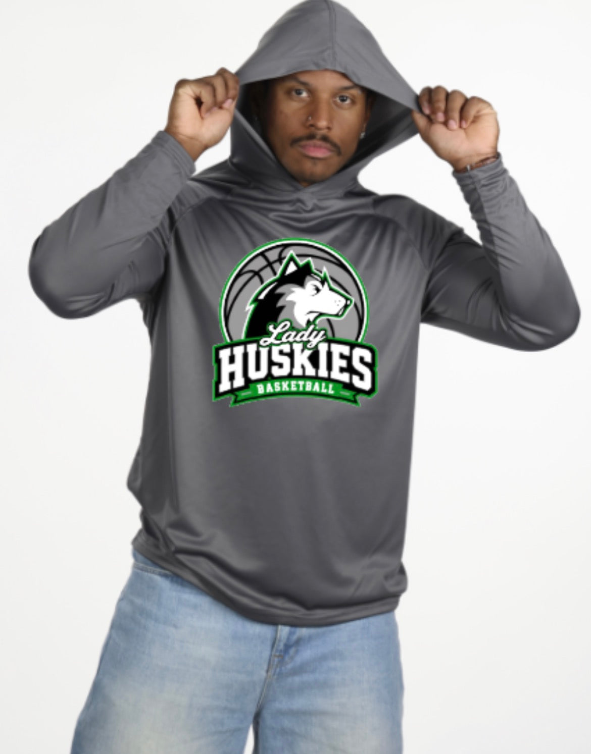 Lady Huskies Basketball Unisex Cooling Long Sleeve Hooded Tee