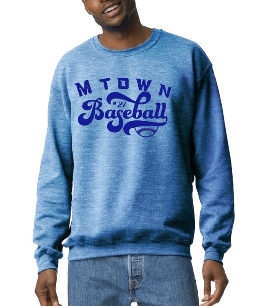 MTOWN Baseball Script Crewneck Sweatshirt