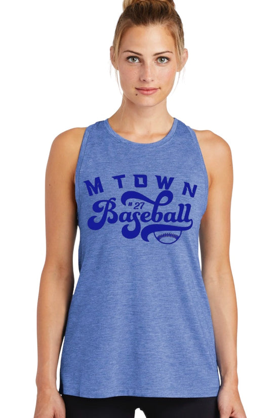 MTOWN Baseball Script Tri-Blend Racerback Tank