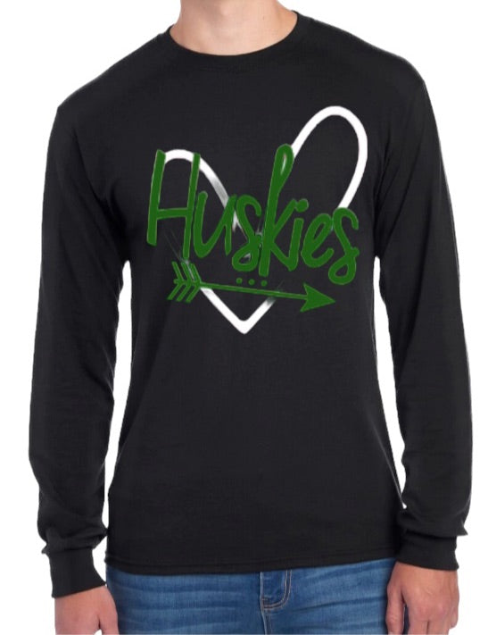 HUSKIES Heart Long Sleeve Tee-Youth