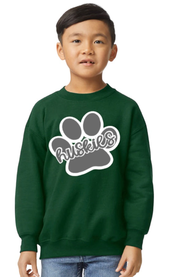 Huskies Paw Crewneck Sweatshirt-Youth