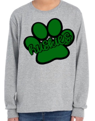 Huskies Paw Long Sleeve Tee-Youth