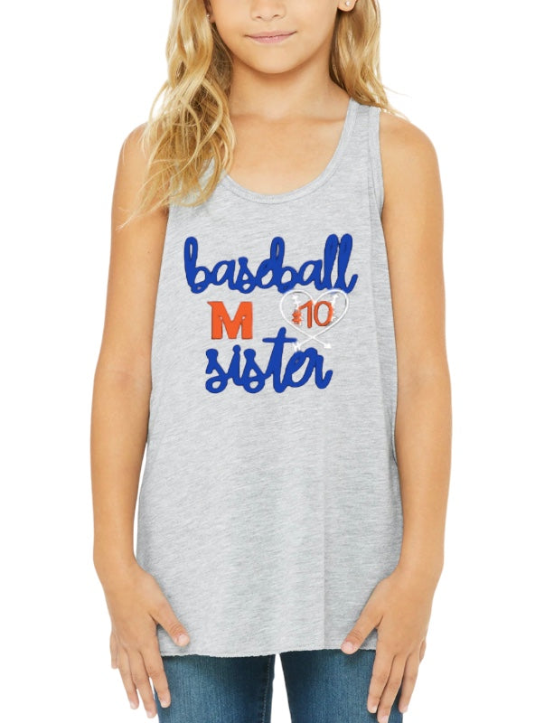 BASEBALL SISTER Flowy Racerback Tank-YOUTH