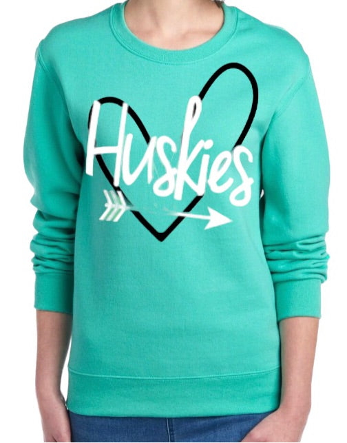 HUSKIES Heart Crewneck Sweatshirt