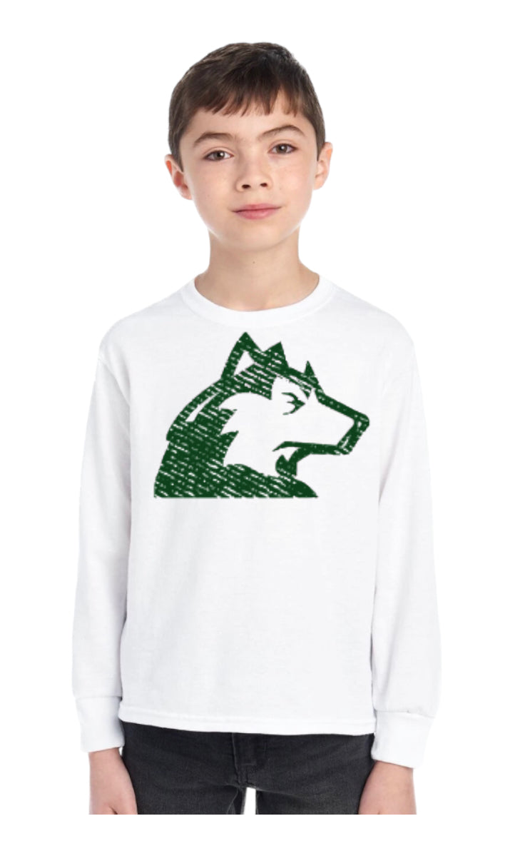 Husky Head Distressed Long Sleeve Tee-Youth