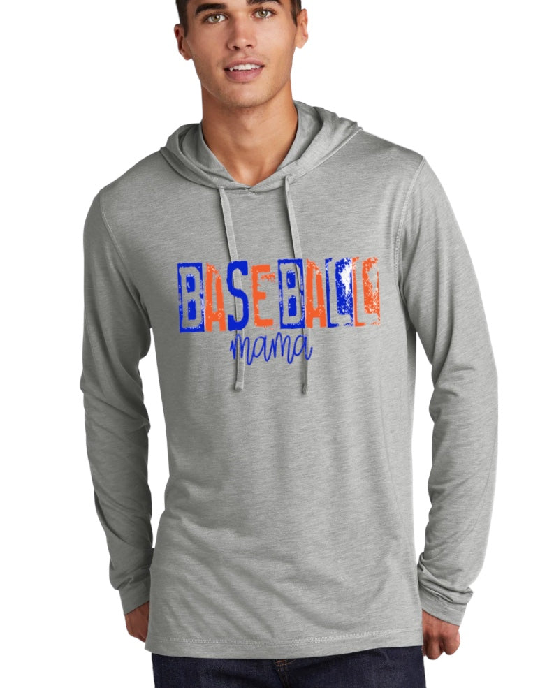 BASEBALL MAMA Tri-Blend Wicking Long Sleeve Hoodie