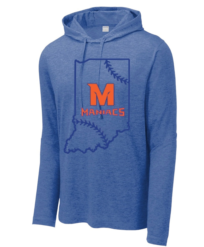 INDIANA MANIACS Tri-Blend Wicking Long Sleeve Hoodie