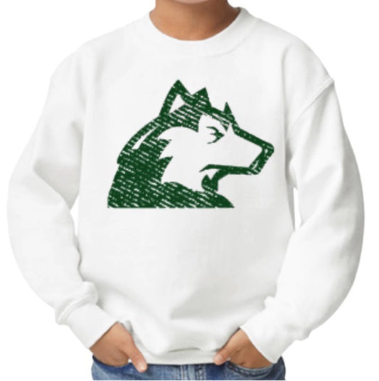 Husky Head Distressed Crewneck Sweatshirt-Youth