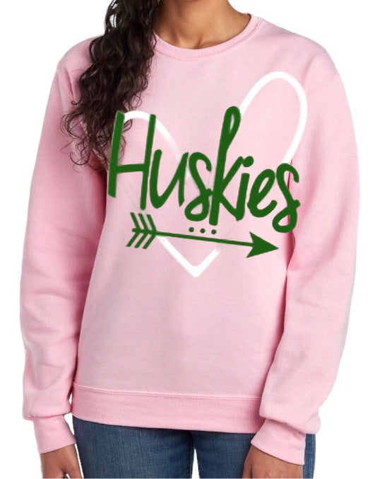 HUSKIES Heart Crewneck Sweatshirt