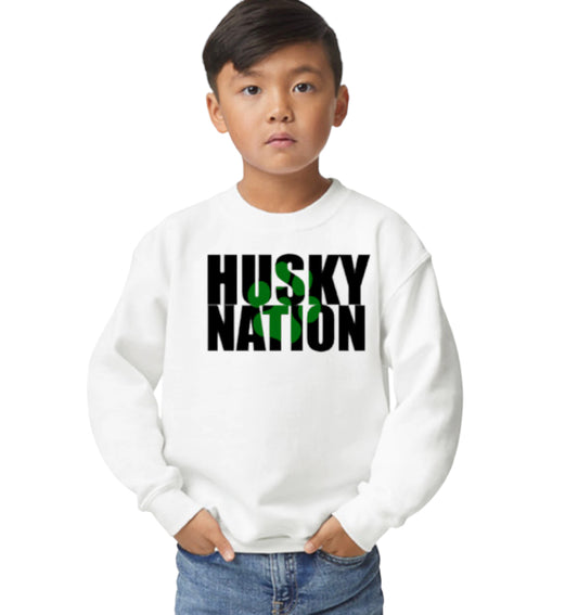 HUSKY NATION Crewneck Sweatshirt-Youth