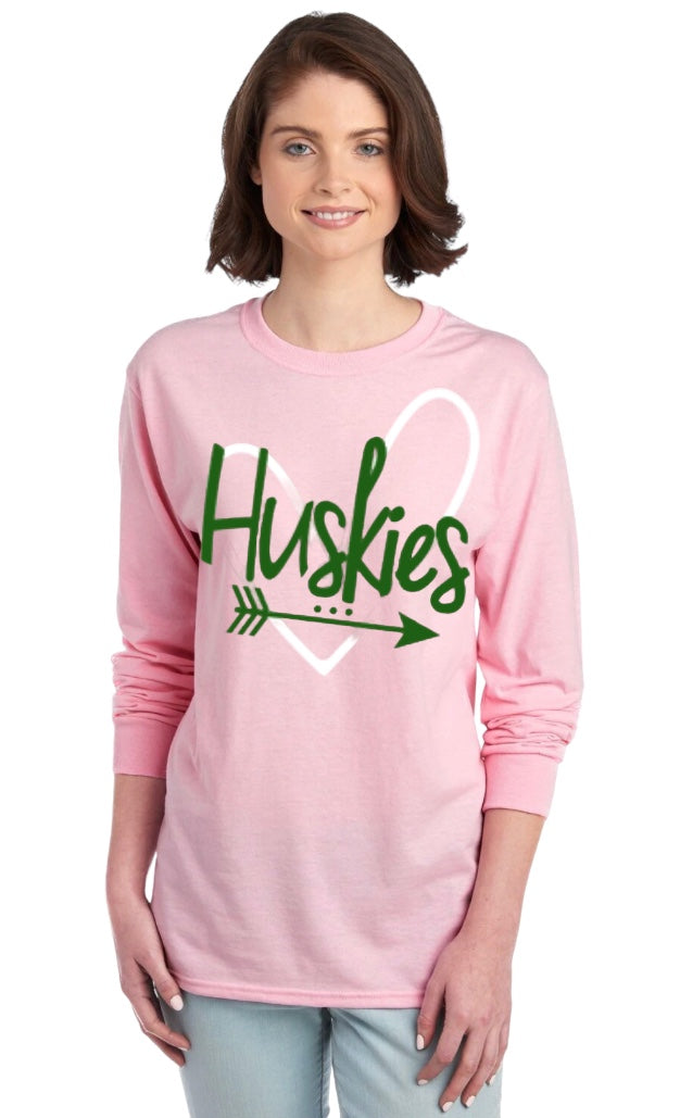 HUSKIES Heart Long Sleeve Tee