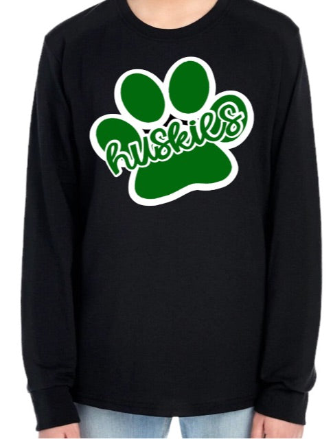 Huskies Paw Long Sleeve Tee-Youth