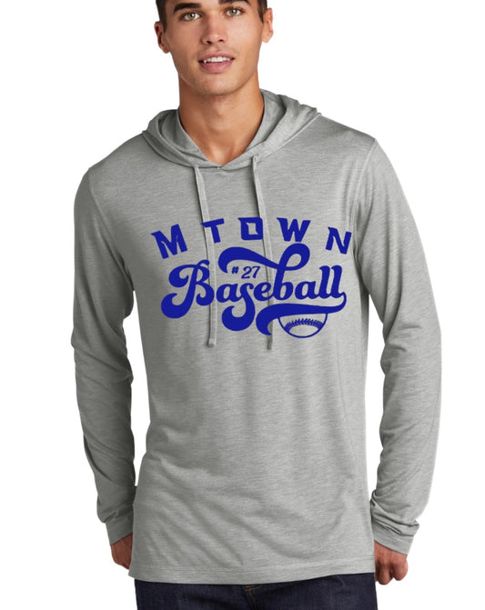 MTOWN Baseball Script Tri-Blend Wicking Long Sleeve Hoodie