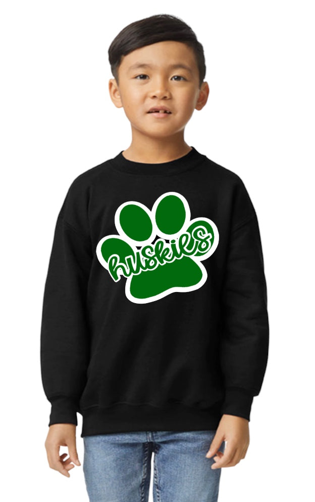 Huskies Paw Crewneck Sweatshirt-Youth