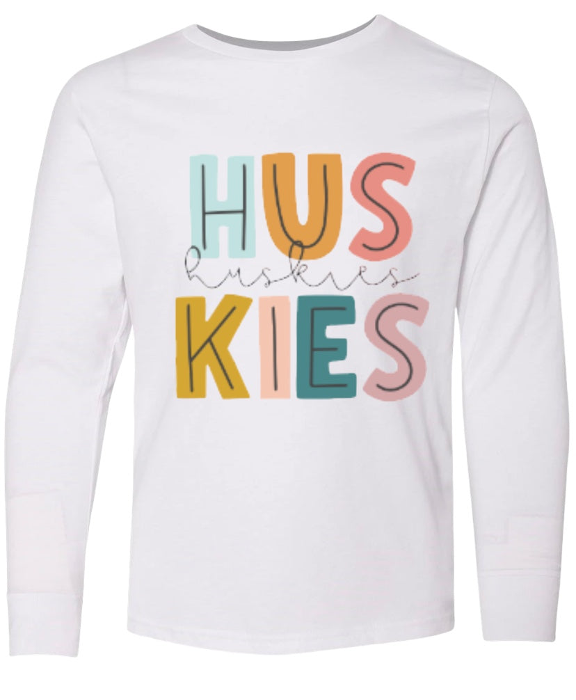 Pastel HUSKIES Long Sleeve Tee-Youth