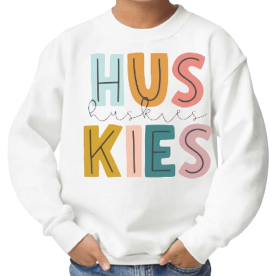 Pastel HUSKIES Crewneck Sweatshirt-Youth