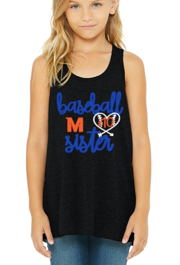 BASEBALL SISTER Flowy Racerback Tank-YOUTH