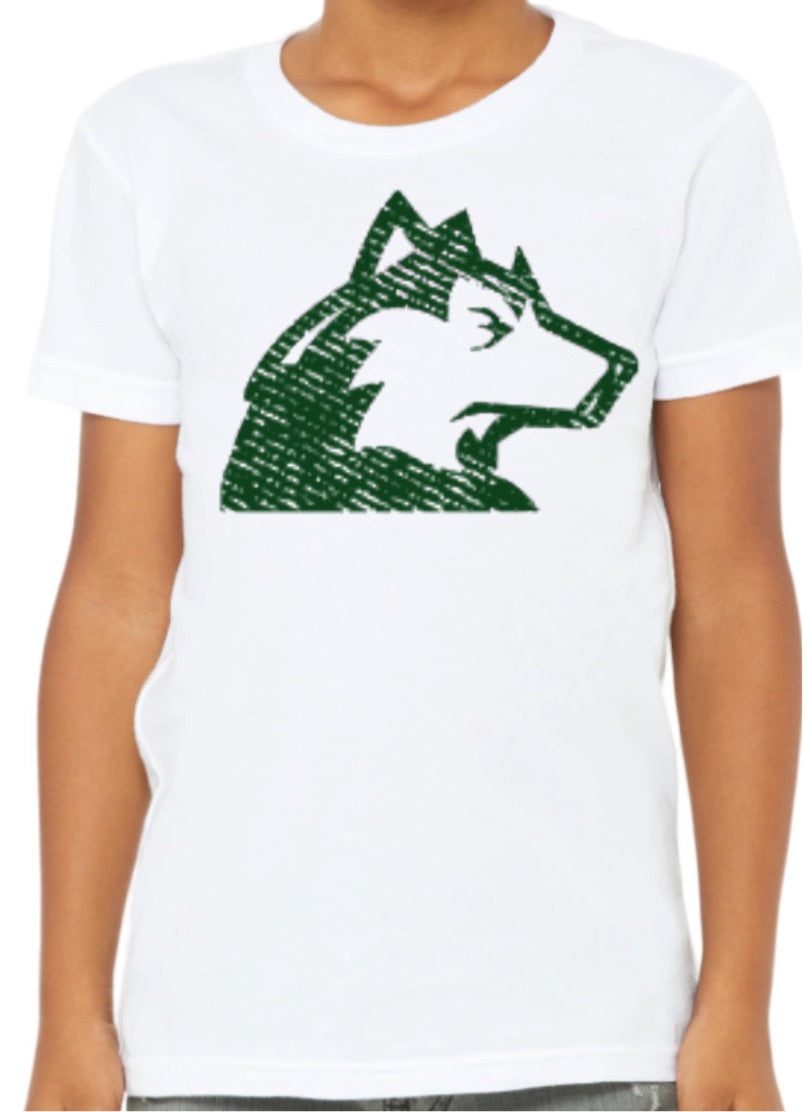 Husky Head Distressed Cotton Blend Tee-YOUTH