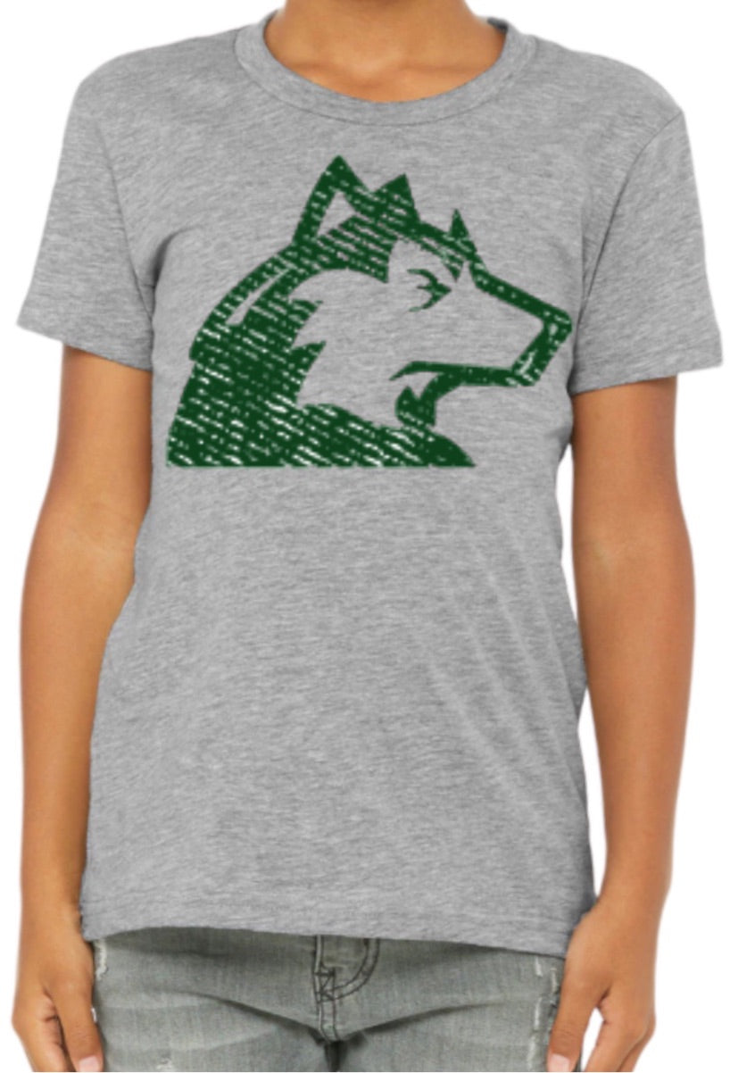 Husky Head Distressed Cotton Blend Tee-YOUTH