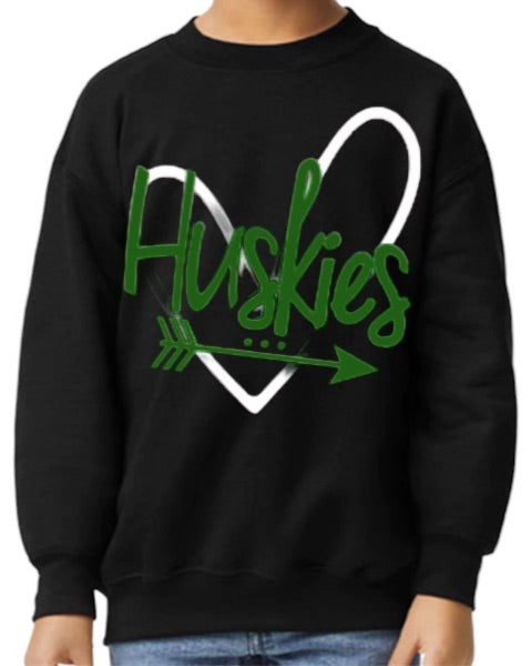 HUSKIES Heart Crewneck Sweatshirt-Youth