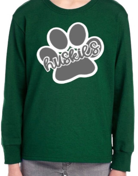 Huskies Paw Long Sleeve Tee-Youth