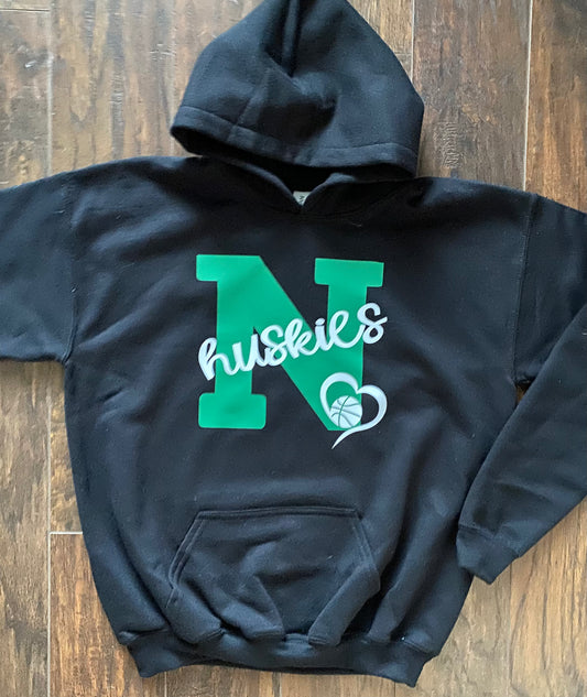 Huskies Heart Basketball Hooded Sweatshirt