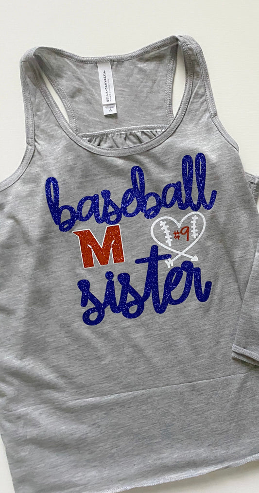 Baseball Sister Glitter Youth Tank