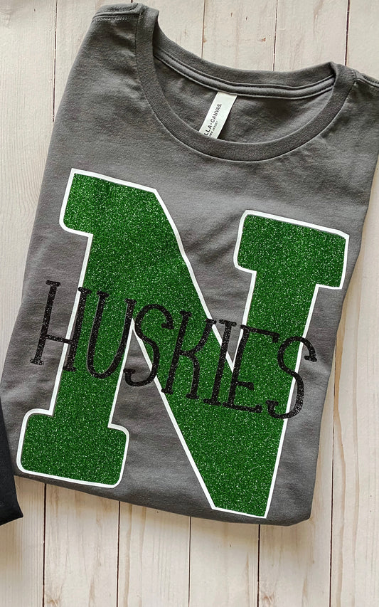 Huskies glitter tee-big N